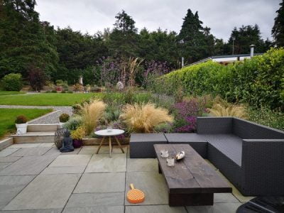 A hand-drawn garden design plan